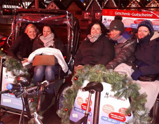 Mulled wine rickshaw ride in Cologne